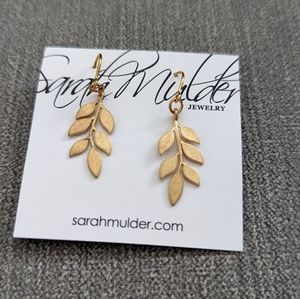 Gold tone leaf earrings